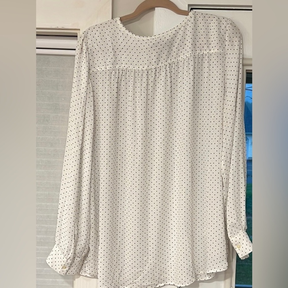 LOFT Long Sleeve Keyhole Neckline Blouse - Picture 7 of 7